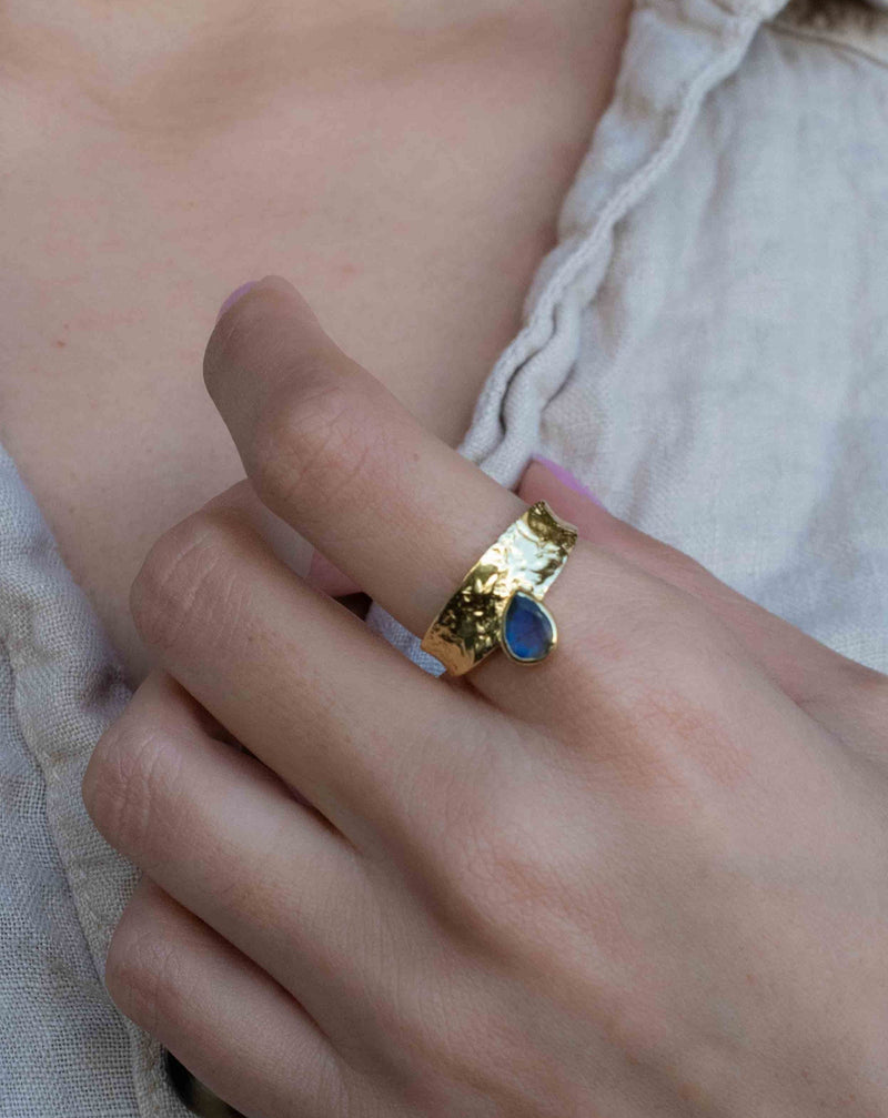 Rainbow Labradorite Ring * Gold Ring * Gemstone * Gold Plated * Statement *Bridal *Wedding * Natural *Handmade * BJR291