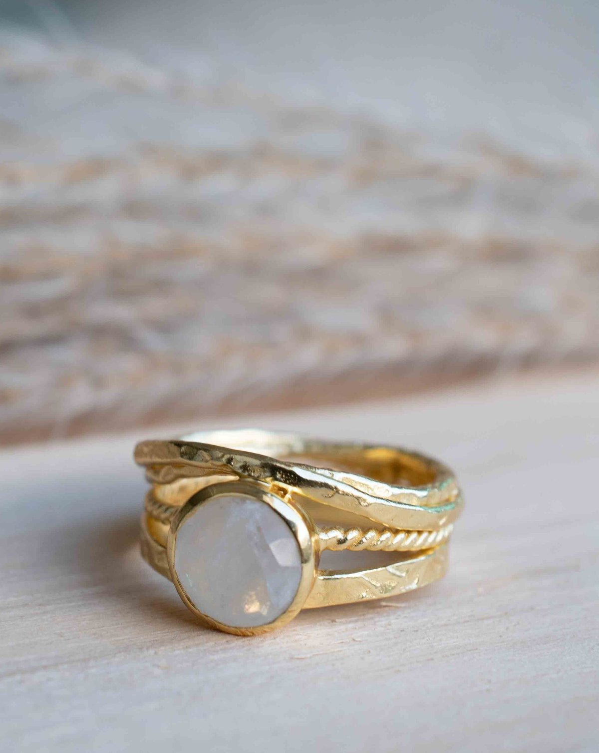 Moonstone Gold Plated Ring * Statement Ring * Gemstone Ring * Rainbow Moonstone * Gold Ring * BJR299