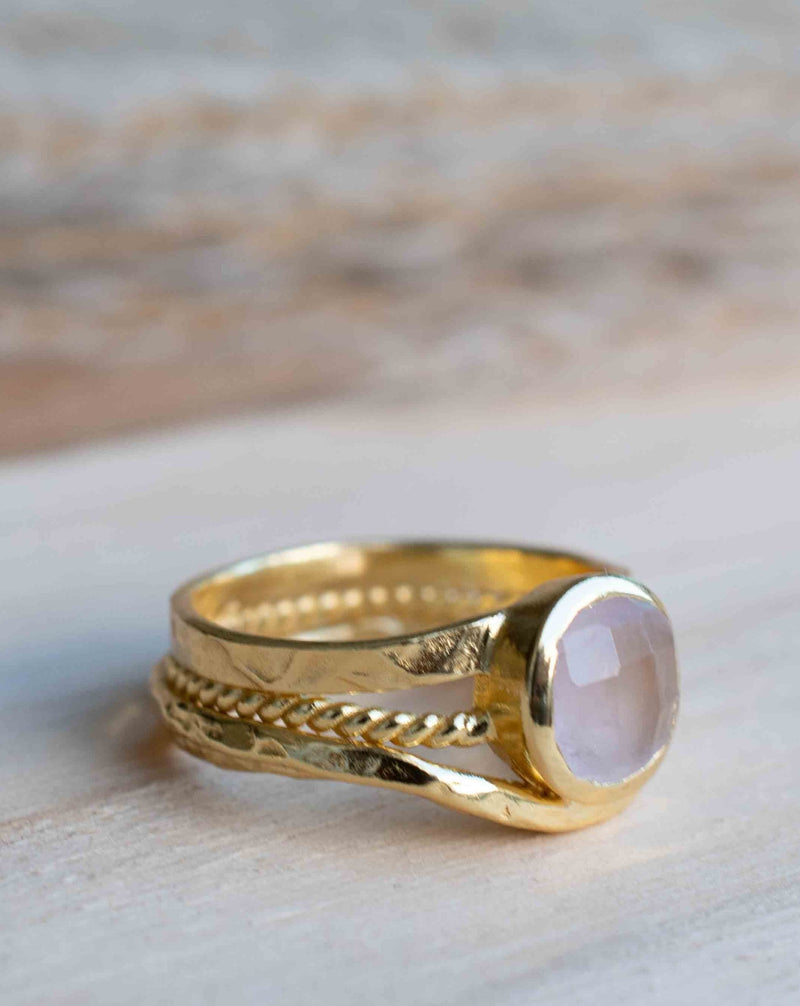 Rose Quartz Ring * 18k Gold Plated Ring * Statement Ring * Gemstone Ring * Pink * Bridal Ring * Wedding Ring *Organic Ring * Natural *BJR300