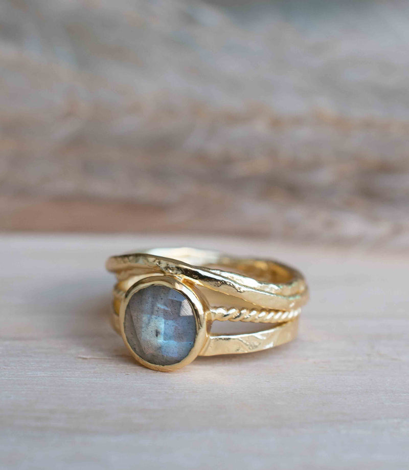 Rainbow Labradorite Ring * Gold Ring * Gemstone * Gold Plated * Statement *Bridal *Wedding * Natural * Thin *Handmade BJR298