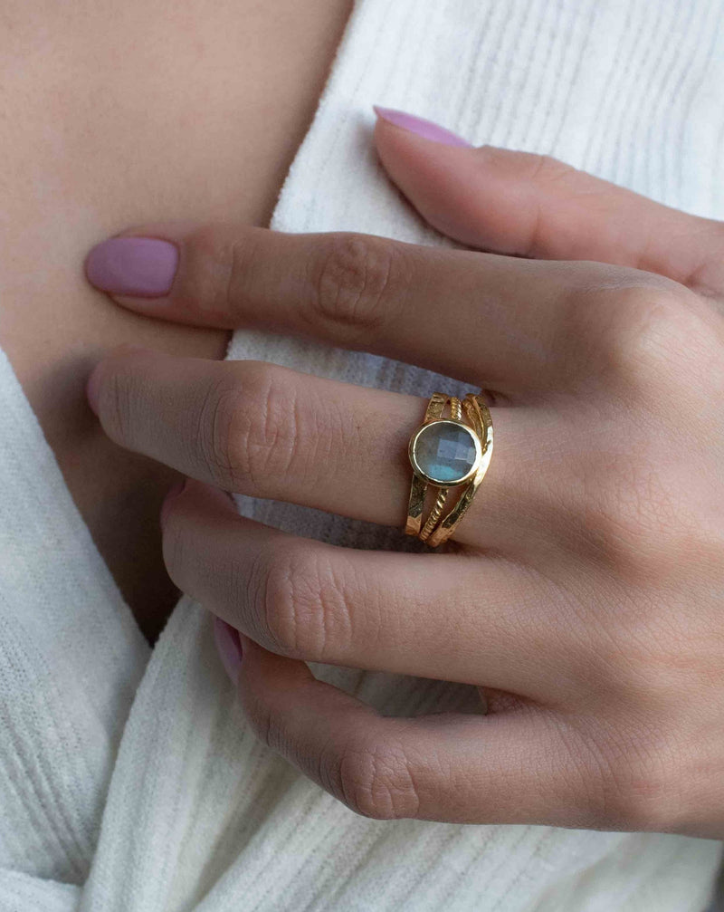 Rainbow Labradorite Ring * Gold Ring * Gemstone * Gold Plated * Statement *Bridal *Wedding * Natural * Thin *Handmade BJR298