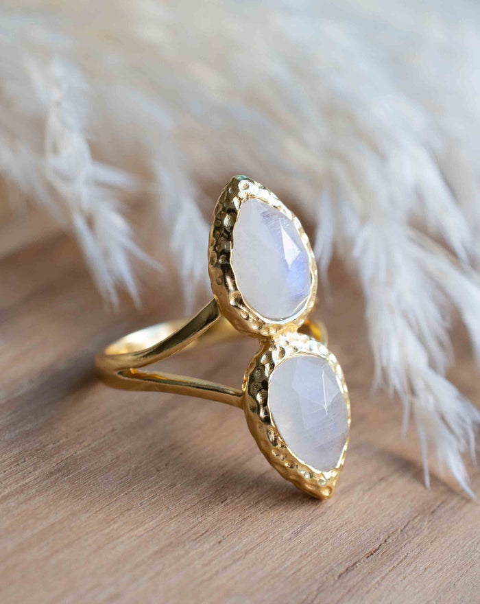 Moonstone Gold Plated Ring * Statement Ring * Gemstone Ring * Rainbow Moonstone * Gold Ring * BJR307