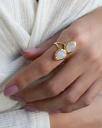 Moonstone Gold Plated Ring * Statement Ring * Gemstone Ring * Rainbow Moonstone * Gold Ring * BJR307