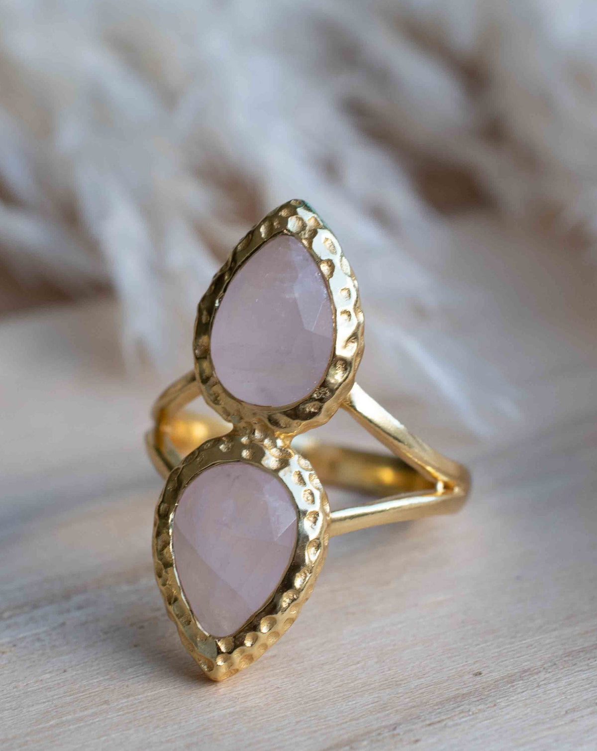 Rose Quartz Ring * 18k Gold Plated Ring * Statement Ring * Gemstone Ring * Pink * Bridal Ring * Wedding Ring *Organic Ring * Natural *BJR306