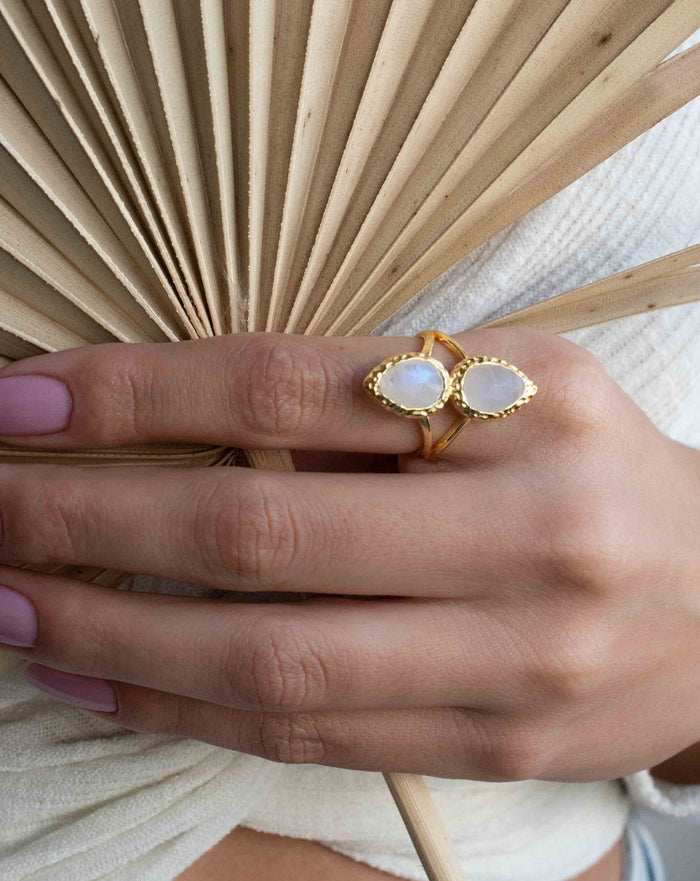 Moonstone Gold Plated Ring * Statement Ring * Gemstone Ring * Rainbow Moonstone * Gold Ring * BJR307