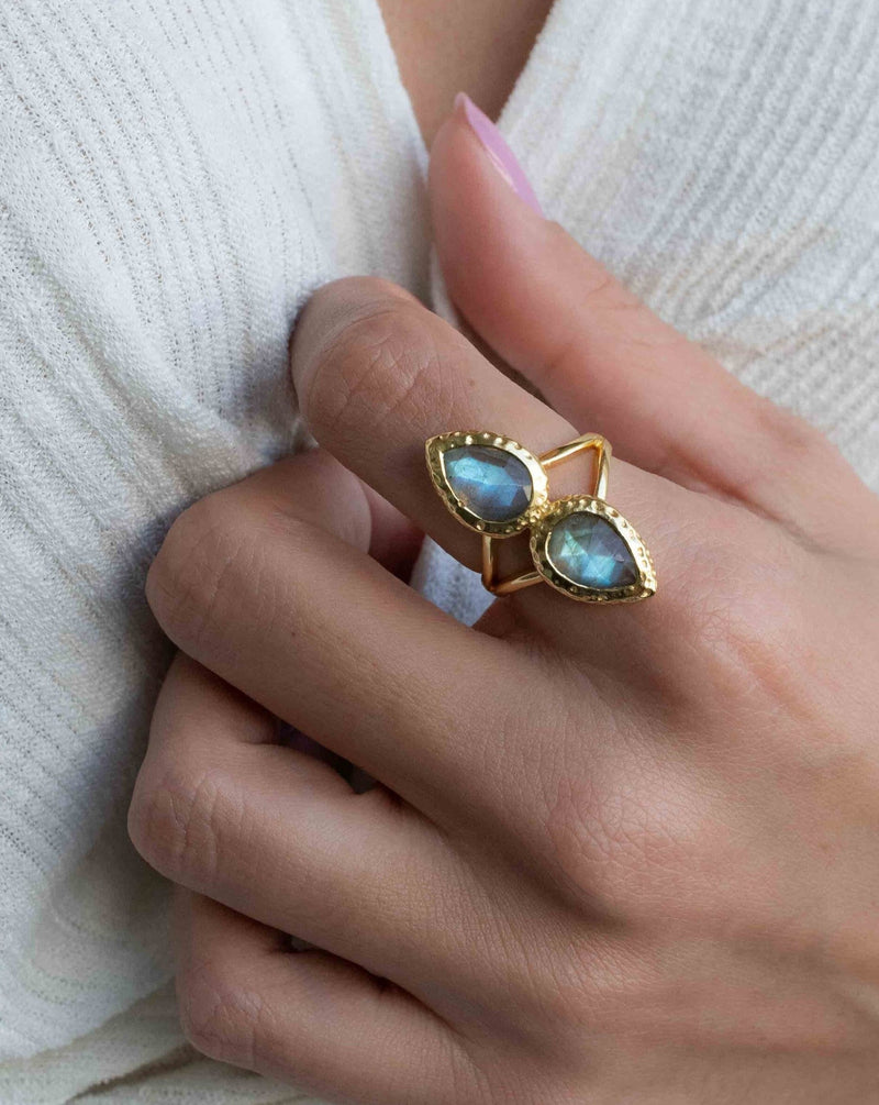 Rainbow Labradorite Ring * Gold Ring * Gemstone * Gold Plated * Statement *Bridal *Wedding * Natural * Thin *Handmade BJR305