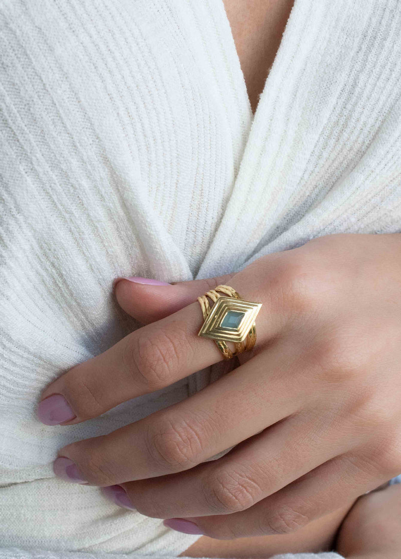 Rainbow Labradorite Ring * Gold Ring * Gemstone * Gold Plated * Statement *Bridal *Wedding * Natural * Thin *Handmade BJR301