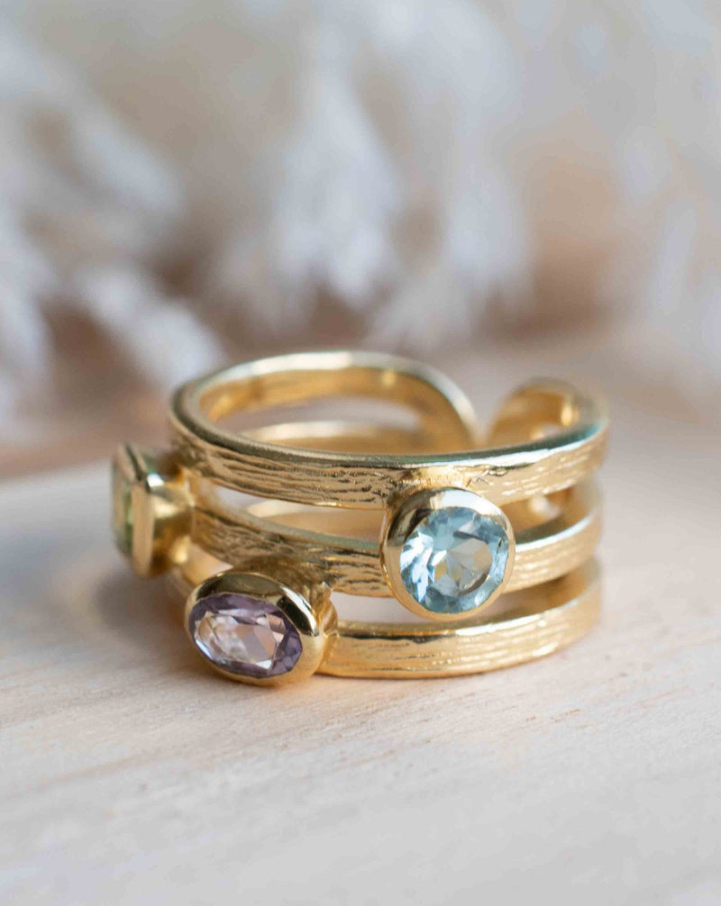 Amethyst hydro , Peridot hydro & Blue Topaz hydro Ring * 18k Gold Plated Ring * Statement Ring * handmade *Adjustable * Boho BJR312