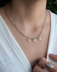 Labradorite, Moonstone and Aqua Chalcedony Bead Necklace *Gold Plated *Handmade *Layered *Gemstone * Elegant * Chic * BJN172