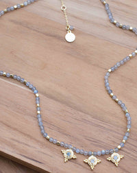 Labradorite, Moonstone and Aqua Chalcedony Bead Necklace *Gold Plated *Handmade *Layered *Gemstone * Elegant * Chic * BJN174