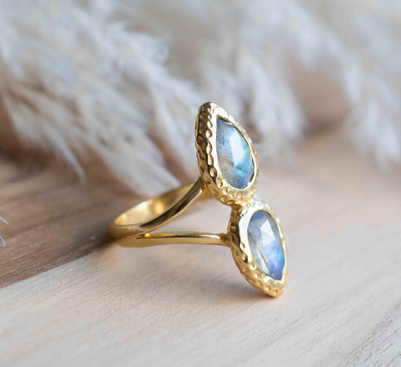 Rainbow Labradorite Ring * Gold Ring * Gemstone * Gold Plated * Statement *Bridal *Wedding * Natural * Thin *Handmade BJR305