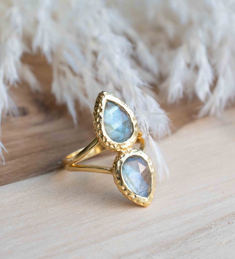 Rainbow Labradorite Ring * Gold Ring * Gemstone * Gold Plated * Statement *Bridal *Wedding * Natural * Thin *Handmade BJR305