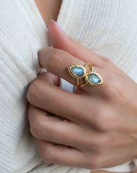 Rainbow Labradorite Ring * Gold Ring * Gemstone * Gold Plated * Statement *Bridal *Wedding * Natural * Thin *Handmade BJR305