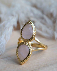 Rose Quartz Ring * 18k Gold Plated Ring * Statement Ring * Gemstone Ring * Pink * Bridal Ring * Wedding Ring *Organic Ring * Natural *BJR306