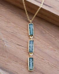 Labradorite, Green Onyx, Moss Agate or Aqua Chalcedony Necklace * Gold Plated 18k * Gemstone * Modern * Layered *BJN185