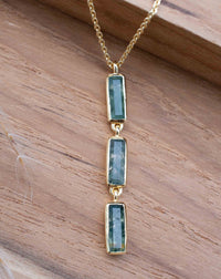 Labradorite, Green Onyx, Moss Agate or Aqua Chalcedony Necklace * Gold Plated 18k * Gemstone * Modern * Layered *BJN185