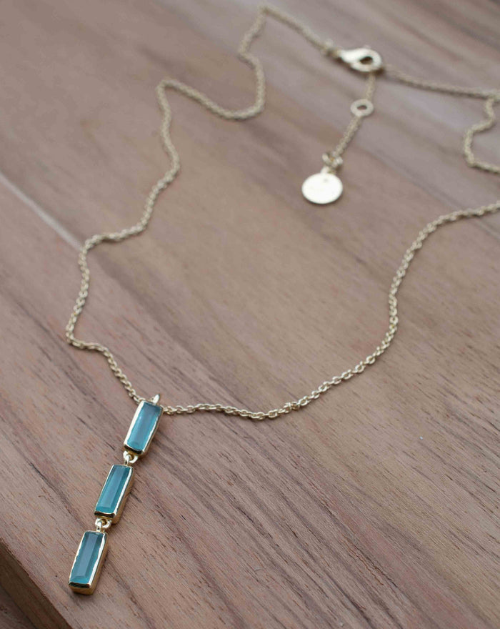 Labradorite, Green Onyx, Moss Agate or Aqua Chalcedony Necklace * Gold Plated 18k * Gemstone * Modern * Layered *BJN185