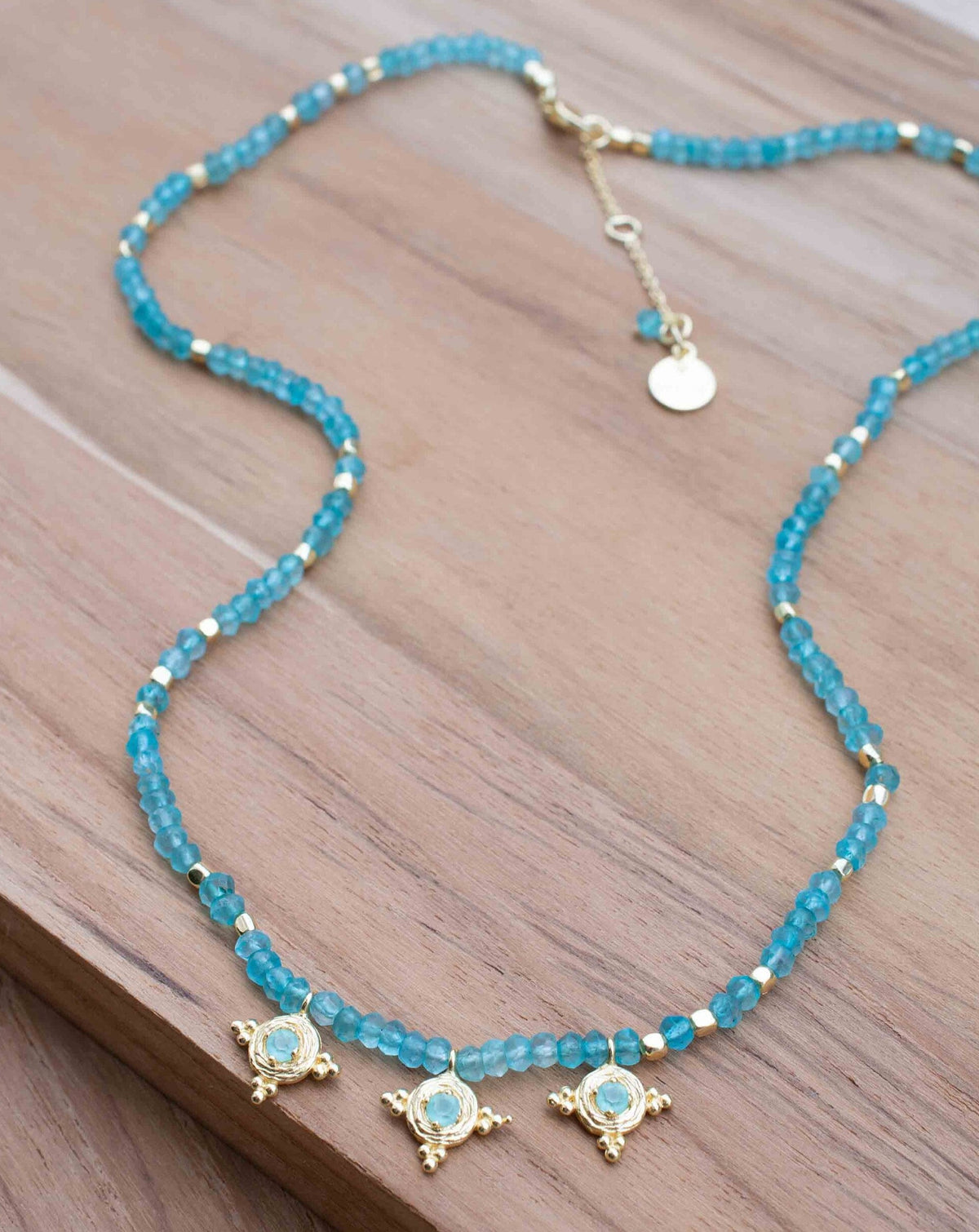 Labradorite, Moonstone and Aqua Chalcedony Bead Necklace *Gold Plated *Handmade *Layered *Gemstone * Elegant * Chic * BJN173