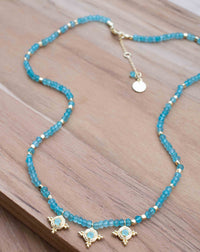 Labradorite, Moonstone and Aqua Chalcedony Bead Necklace *Gold Plated *Handmade *Layered *Gemstone * Elegant * Chic * BJN174