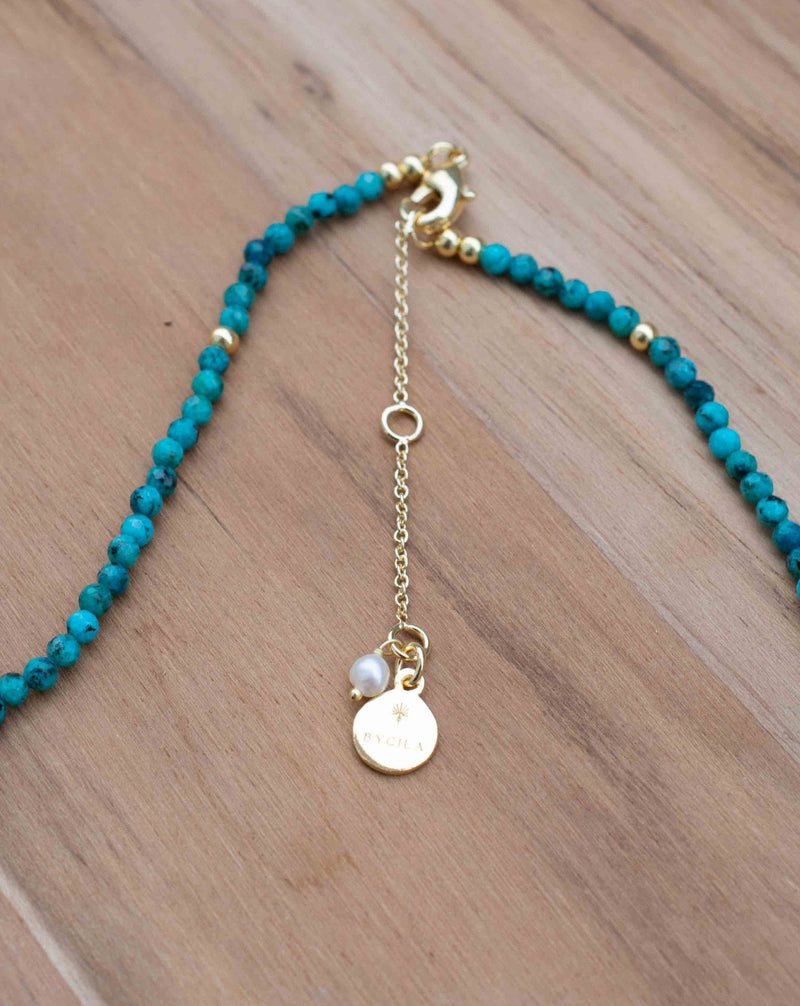 Turquoise, Labradorite and Rose Quartz Necklace* Gold Plated * Handmade * Layered * Gemstone * Birthstone * Gift for Her *BJN178