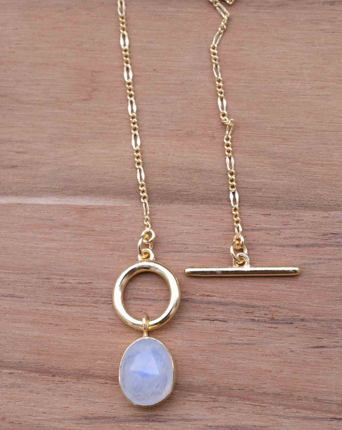 Moonstone, Labradorite or Rose Quartz Necklace * Gold Plated 18k * Gemstone * Modern * Layered *BJN181