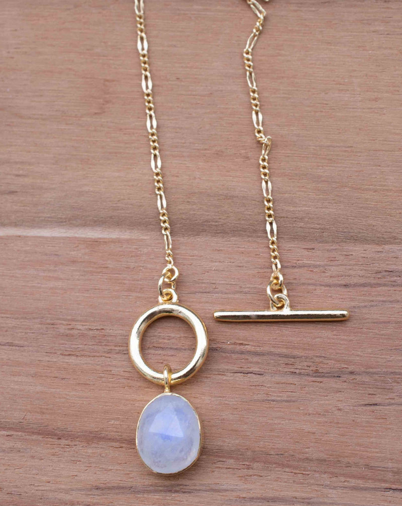 Moonstone, Labradorite or Rose Quartz Necklace * Gold Plated 18k * Gemstone * Modern * Layered *BJN181