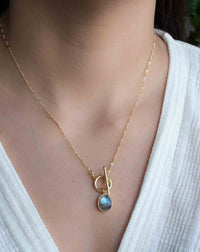 Moonstone, Labradorite or Rose Quartz Necklace * Gold Plated 18k * Gemstone * Modern * Layered *BJN180