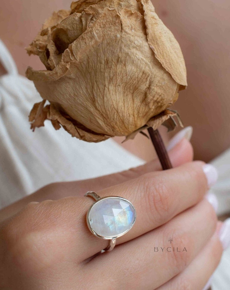 Moonstone Sterling Silver Ring * Statement Ring * Gemstone Ring * Rainbow Moonstone * Silver Ring * BJR242