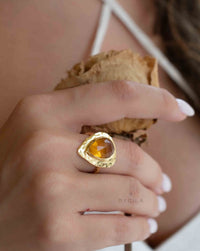 Citrine hydro Gold Plated Ring * Statement Ring * Yellow Stone * Gold Ring * Large Ring Statement * BJR294