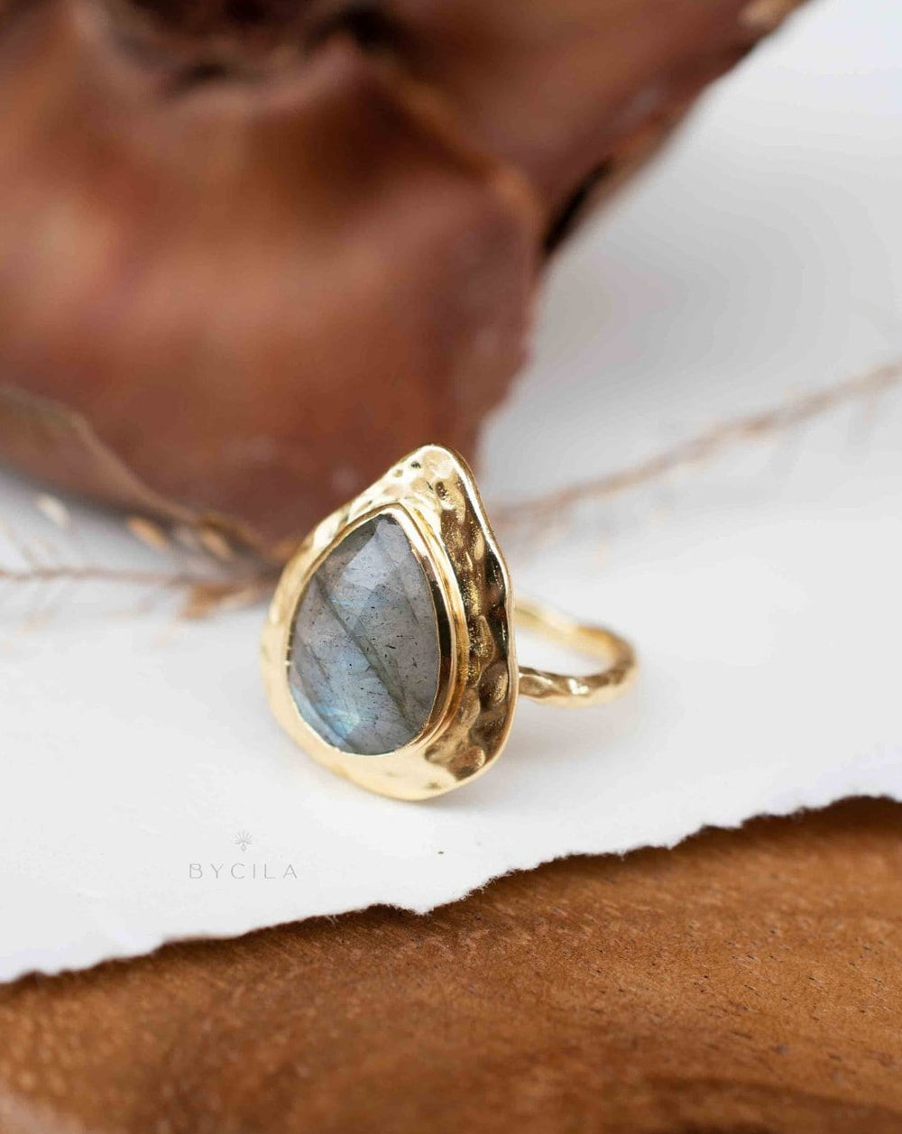 Leina Ring * Labradorite * Gold Plated * BJR293 – ByCila