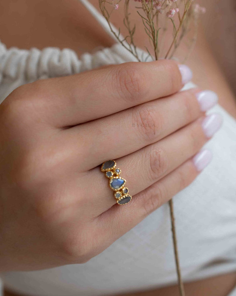 Labradorite Gold Plated Ring * Statement Ring * Gemstone Ring * Bridal Ring * Wedding Ring * Organic Ring * BJR319