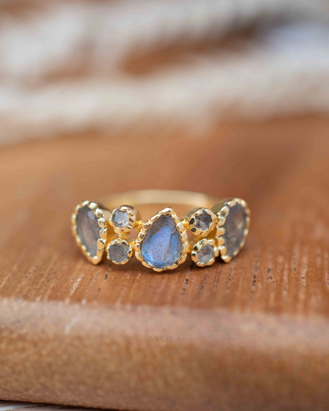 Labradorite Gold Plated Ring * Statement Ring * Gemstone Ring * Bridal Ring * Wedding Ring * Organic Ring * BJR319