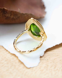 Peridot hydro Gold Plated Ring * Statement Ring * Green Stone * Gold Ring * Large Ring Statement * August Birthstone BJR296