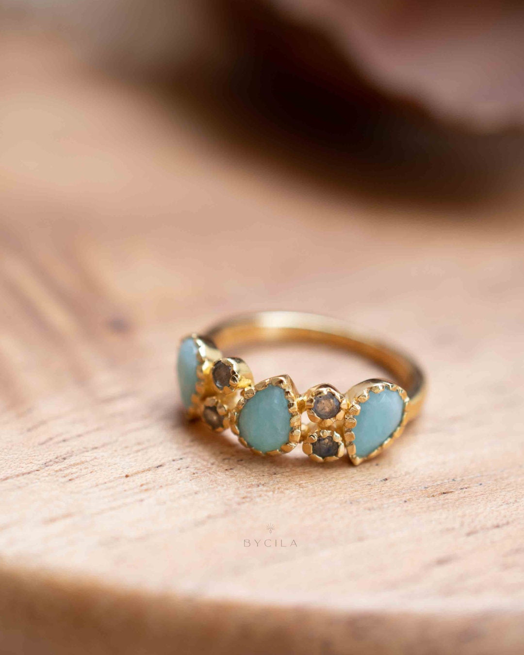 Jelly Heart Gemstone Ring | 18ct Gold Plated/Green Chalcedony Rings |  Missoma