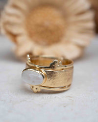 Moonstone Gold Plated Ring * Statement Ring * Gemstone Ring * Rainbow Moonstone * Gold Ring * BJR