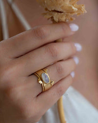 Moonstone Gold Plated Ring * Statement Ring * Gemstone Ring * Rainbow Moonstone * Gold Ring * BJR