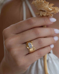 Moonstone Gold Plated Ring * Statement Ring * Gemstone Ring * Rainbow Moonstone * Gold Ring * BJR