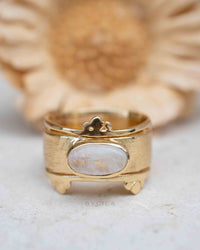 Moonstone Gold Plated Ring * Statement Ring * Gemstone Ring * Rainbow Moonstone * Gold Ring * BJR
