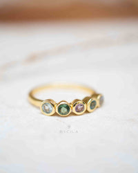 Gemstones Gold Ring * Labradorite, Iolite hydro, Amethyst, Green Tourmaline hydro, Blue Topaz *Statement Birthstone*Gold Plated Ring*BJR166