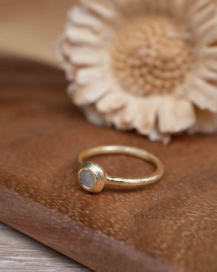 Moonstone Gold Plated Ring * Stackable * Statement Ring * Gemstone Ring * Rainbow Moonstone * Gold Ring * Modern Ring Statement * BJR323