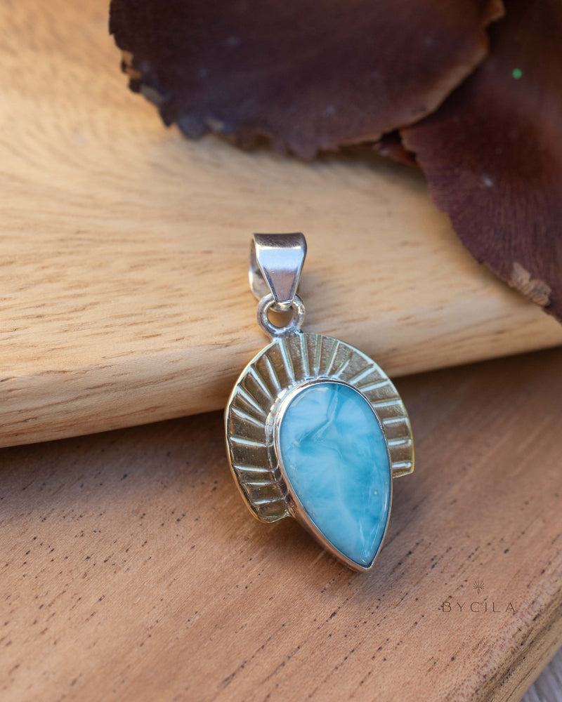 Larimar Mix Metals Necklace * Gold Vermeil and Sterling Silver 925 * Handmade * Layered * Gemstone * Gift for Her * BJN188
