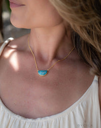 Copper Turquoise Half Moon Necklace * Gold Vermeil *Handmade * Layered *Gemstone *Birthstone * Gift for Her *Bohemian*BJN194