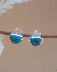 Cooper Turquoise Stud Earrings* Gold Plated 18k * BJE161