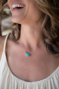 Copper Turquoise Half Moon Necklace * Gold Vermeil *Handmade * Layered *Gemstone *Birthstone * Gift for Her *Bohemian*BJN194
