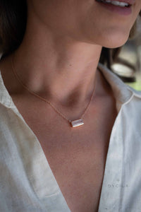 Rose Quartz Rectangle Bar Necklace * Gold Vermeil, Sterling Silver 925 or Rose Gold * Layered * Gemstone * Gift for Her * Elegant * BJN195