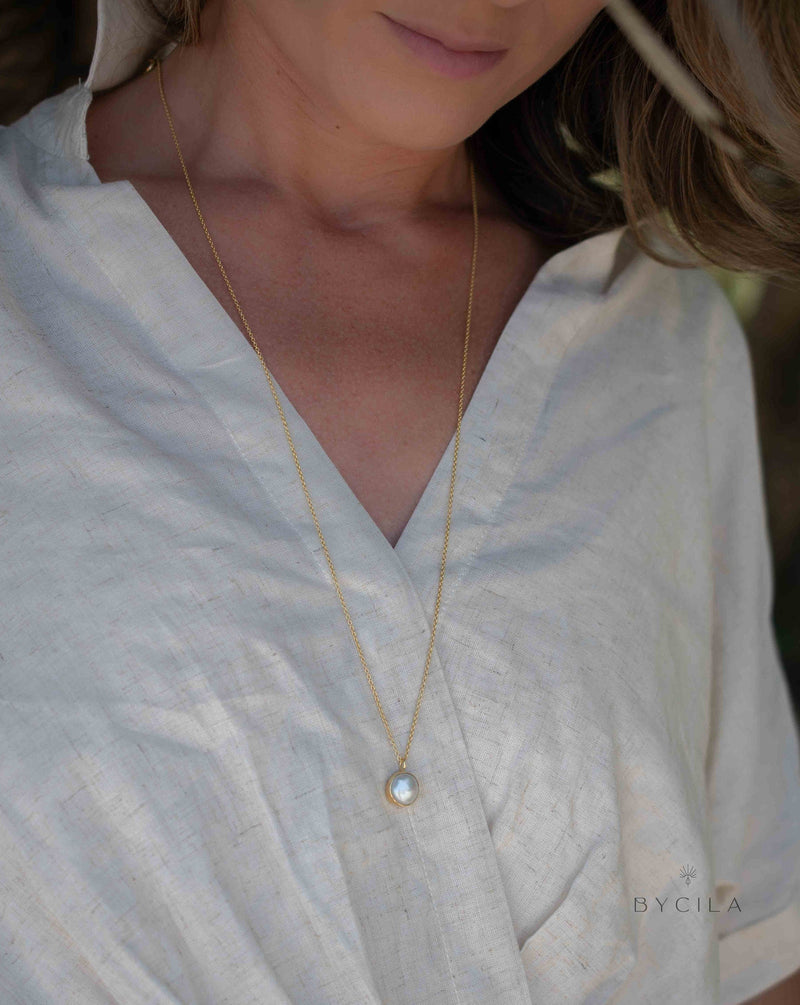 Mother of Pearl Long Necklace * Boho Necklace * Minimalist * Layered * Modern * Layered * BJN192
