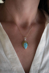 Larimar Mix Metals Necklace * Gold Vermeil and Sterling Silver 925 * Handmade * Layered * Gemstone * Gift for Her * BJN188