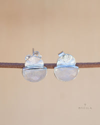 Moonstone Stud Earrings Gold Plated 18k or Sterling Silver 925 * Gemstone * Earrings * Rainbow Moonstone * Handmade * Boho * Modern * BJE158