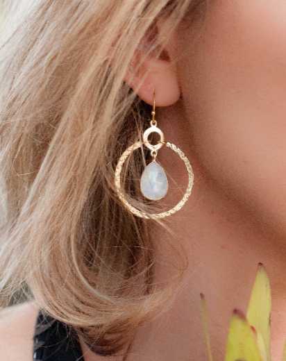 Chloe Earrings * Moonstone  * Gold Plated 18k * BJE019