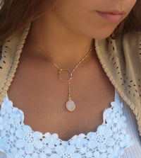 Heloisa Oval Necklace * White Druzy * Gold Filled or Sterling Silver * BJN055